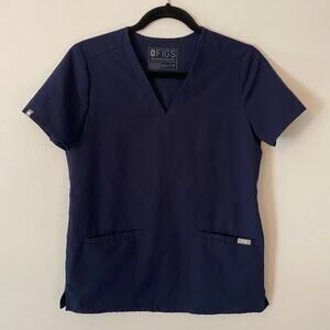 FIGS Navy Blue Casma Two Pocket Scrub Top Uniform Nurse Doctor Women's size XS